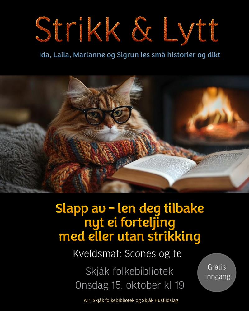 Plakat på "Strik og Lytt" - Klikk for stort bilde